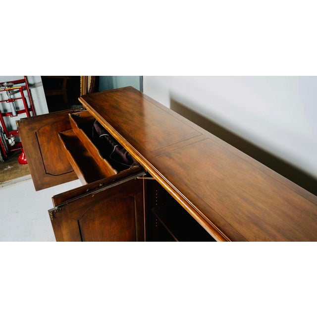 Monumental Baker Furniture French Provincial Style Walnut Buffet Sideboard, 4-Door Carved Credenza, Circa 1960–1975 For Sale - Image 9 of 12