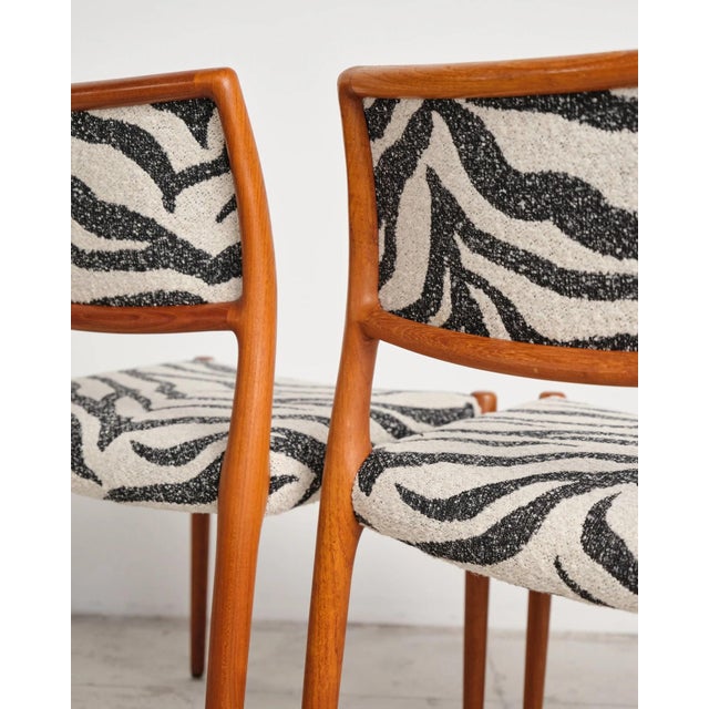 Model 80 Dining Chairs in Teak with Zebra-Print Upholstery by Niels O. Møller for j.l. Møllers, Denmark, 1960s, Set of 6 For Sale - Image 14 of 18