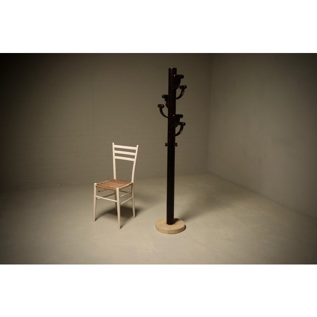 Beige Stained Ash and Travertine Coat Stand in the style of Ettore Sottsass, 1980s For Sale - Image 8 of 10