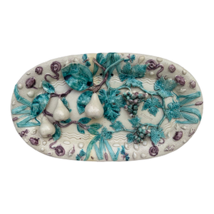 19th Century French Palissy Majolica Platter Saint Honore Les Bains