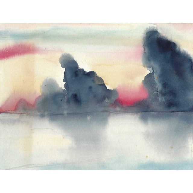 Abstract ethereal harbor view by Virginia artist Arthur Sembler (1911/12-1979). Watercolor on artist board, signed center...