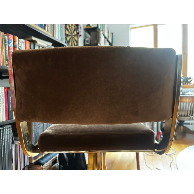 1970s Four 1970s Brown Velvet Barstools For Sale - Image 5 of 9