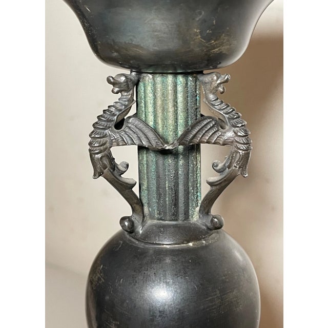 19th Century Antique 19th Century Silverplate Ornate Figural Dolphin Candlestick Holders For Sale - Image 5 of 11