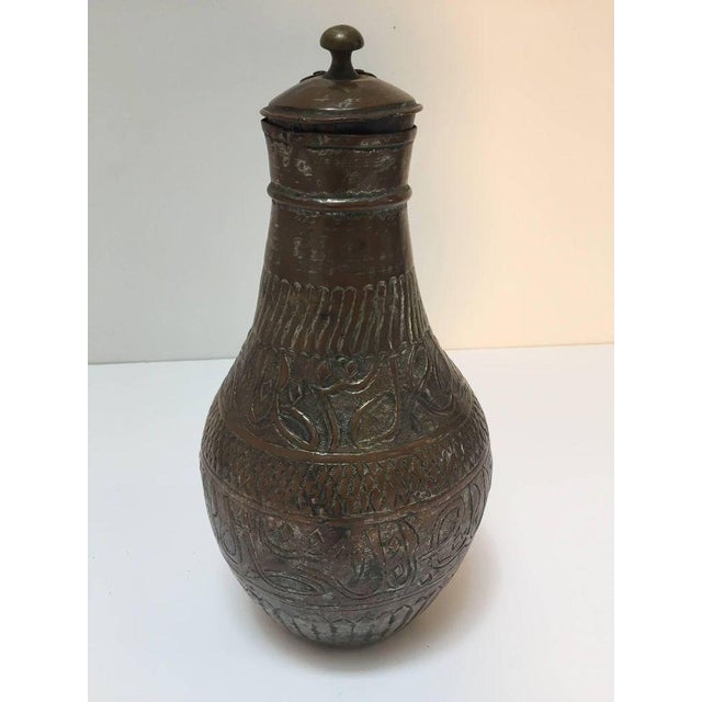 Persian Antique Middle Eastern Tinned Copper Ewer 19th C. For Sale - Image 3 of 7