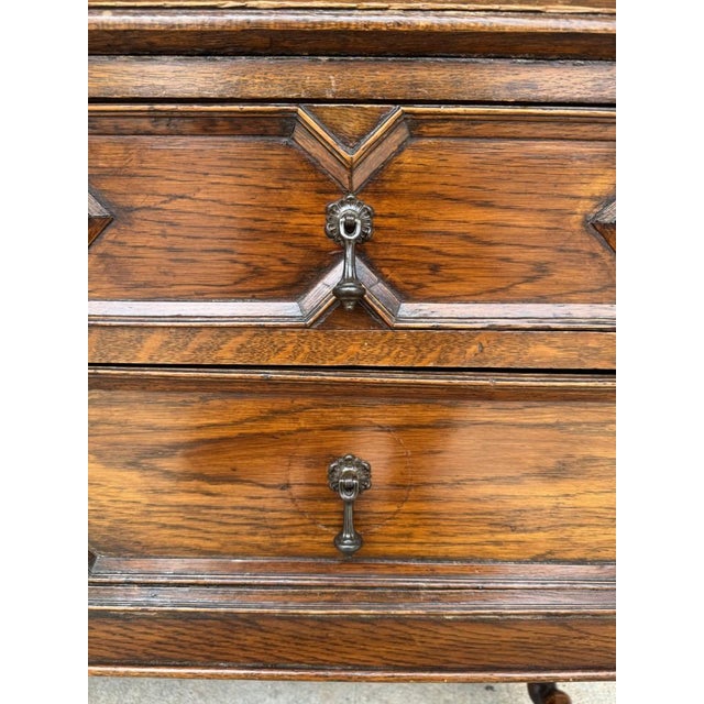 C1900 Oak Barley Twist Secretary Desk For Sale - Image 11 of 12