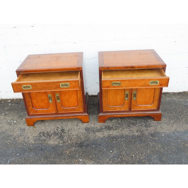 Wood Century Hollywood Regency Nightstands End Bedside Tables a Pair 6363 For Sale - Image 7 of 17