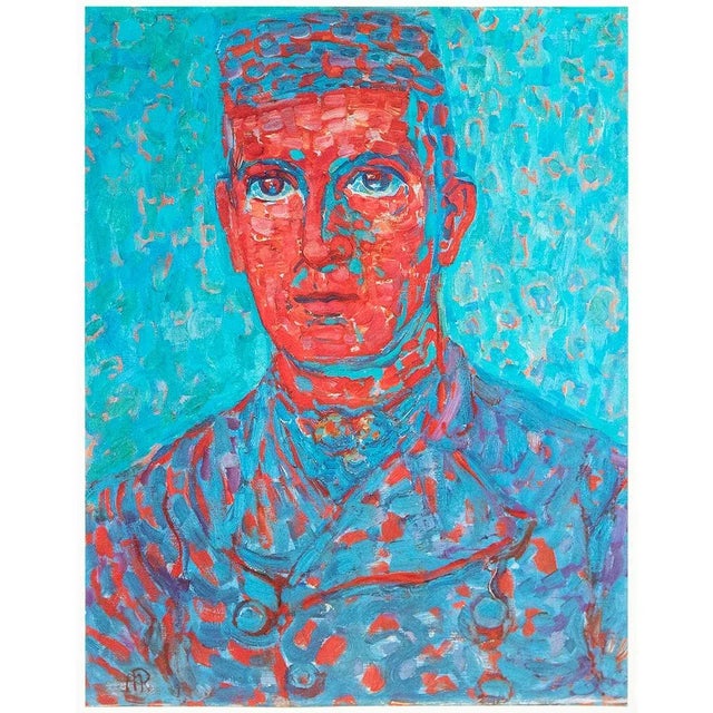 Turquoise 1991 After Piet Mondrian "Zeeland Farmer", Full-Color Parisian Print For Sale - Image 8 of 8