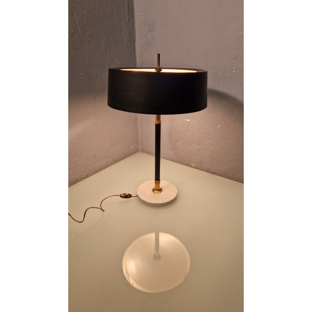 Table Lamp in Iron, Brass and Marble with Acrylic Glass Lampshade, 1950s For Sale - Image 10 of 13