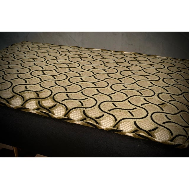 Black Velvet, Brass and Beech Ottoman in the style of Gio Ponti, 2000s For Sale - Image 8 of 9