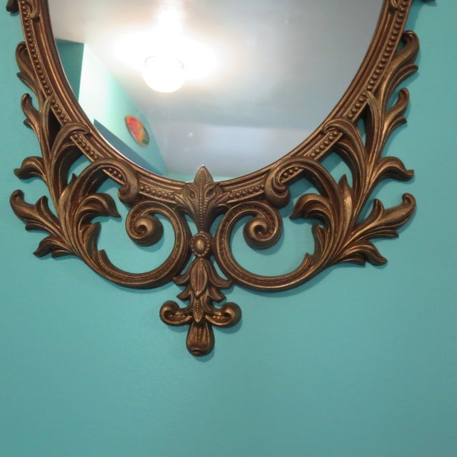 1960s Turner Mfg. Co. Rococo Styled Oval Mirror Fleur De Lis Frame For Sale - Image 10 of 16