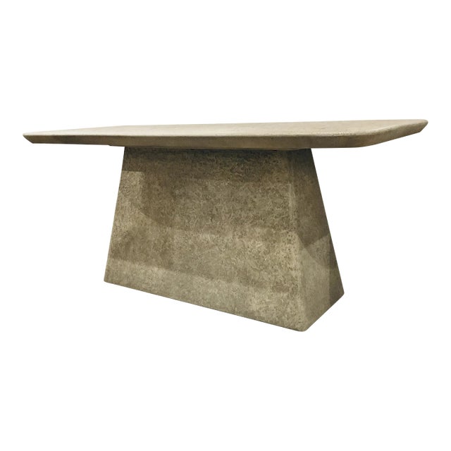 Organic Modern Indoor/Outdoor Gray Fiber Clay Clara Dining Table For Sale