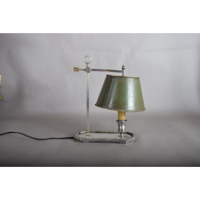 French Bouillotte Lamp in Silvered Metal, 1930s For Sale - Image 3 of 14
