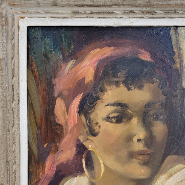 French Artist, Portrait of Woman, 1940s, Oil on Board For Sale - Image 7 of 18
