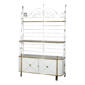 Hollywood Regency Wood & Brass Bakers Rack 20th Century