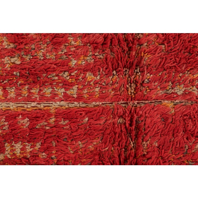 Moroccan Vintage Moroccan Rug, Red & Beige With High Pile - Rug & Kilim For Sale - Image 3 of 7
