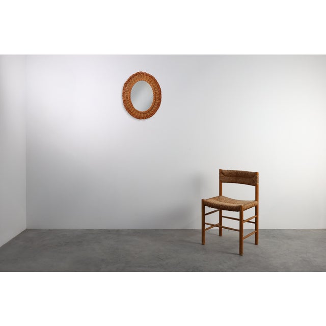 Mid-Century Modern Small Mid-Century Rattan Mirror, France, 1960s For Sale - Image 3 of 11