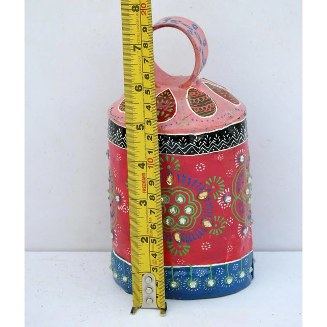 1990s Cow Bell Metal Decorative Emboss Hand Painted For Sale - Image 4 of 4