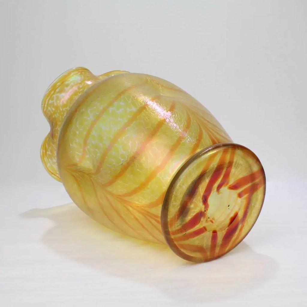 Vase En Verre Irisé Otto Thamm Pour Fritz Heckert - Art Nouveau 1900 - Occasion Rare