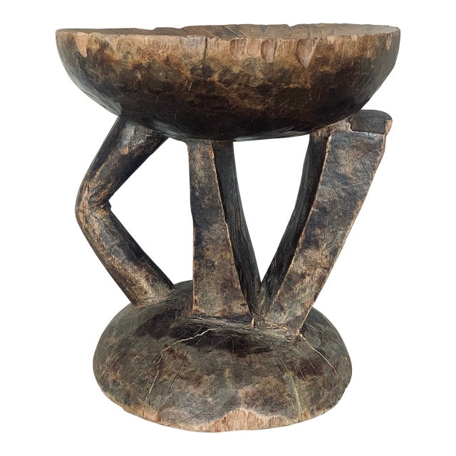 Vintage African Ceremonial Tribal Art Dogon Wood Stool With a Rich Brown Patina For Sale