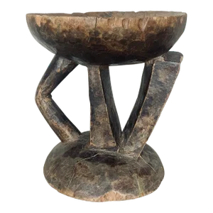 Vintage African Ceremonial Tribal Art Dogon Wood Stool With a Rich Brown Patina