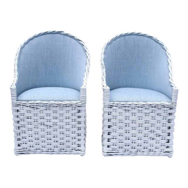 Vintage Braided Rattan Wicker Works Chairs For Sale