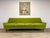 A fabulous mid century modern 4-seat sofa in vivid period chartreuse fabric. Looks Danish in the style of Dux / Folke...