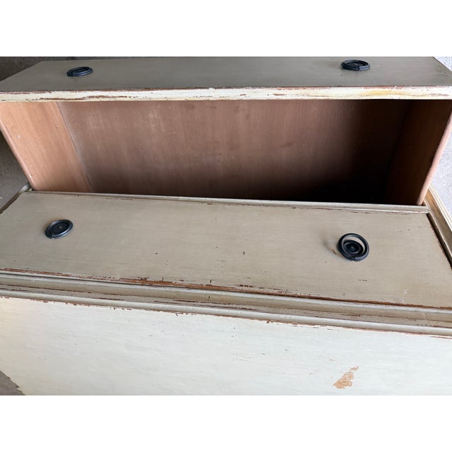 1920s Gustavian or Swedish Creme Painted Distressed Dresser Console Table Circa 1920s For Sale - Image 5 of 11