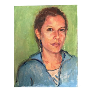 1980’s Original Impressionist Female Portrait Painting on Canvas For Sale