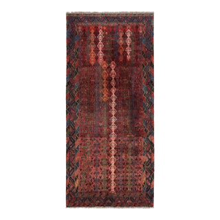 Vintage Persian Qashqai Tribal Runner Rug in Red, Geometric - Rug & Kilim For Sale