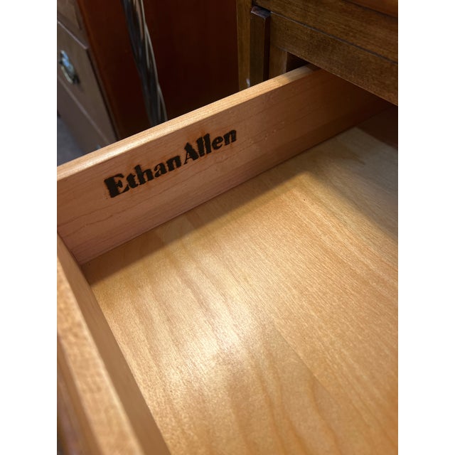 1970s 1970s Ethan Allen Solid Birch Drop Front Secretary Desk With Bookcase Hutch For Sale - Image 5 of 12