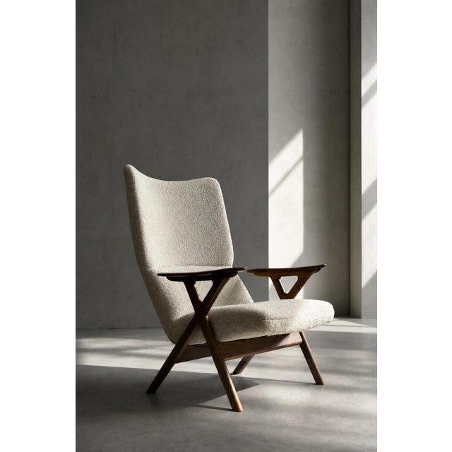 Mid-Century Norwegian Modern Teak and White Bouclé Lounge Chair, 1960s For Sale - Image 16 of 18