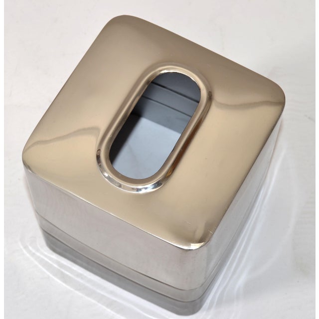 Metal Vintage Stainless Steel Triune Boutique Box Paper Tissue Holder For Sale - Image 7 of 12