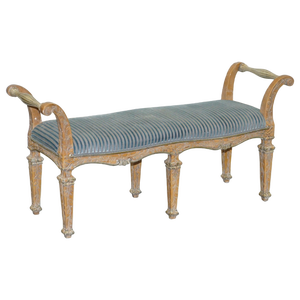18th Century Polychrome Painted Window Seat with Ornate Floral Carvings