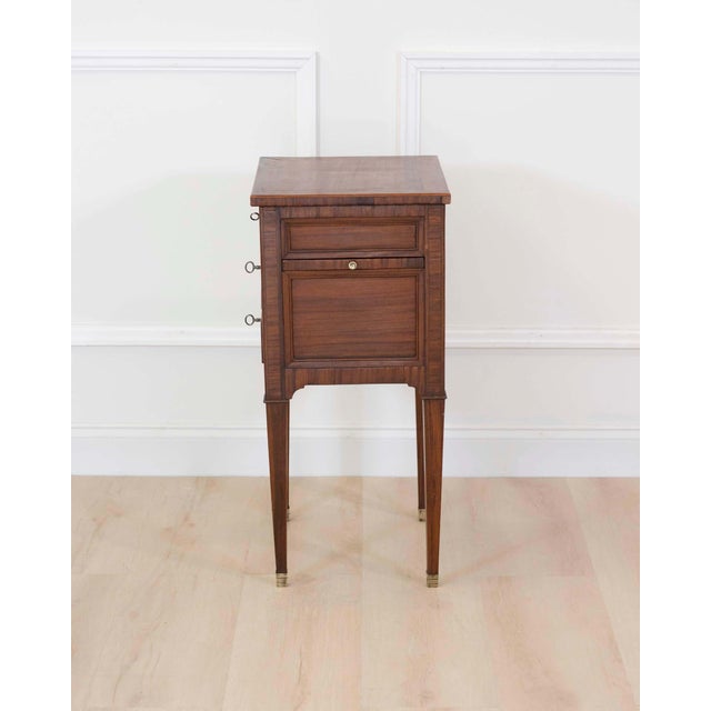 Brown French 19th Century Louis XVI Style Side Table with Fitted Mirror For Sale - Image 8 of 12
