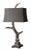 This Lamp Has A Burnished Bone Ivory Finish With A Crackled Wood Tone Base And Cast Aluminum Accents. The Rectangle Semi...