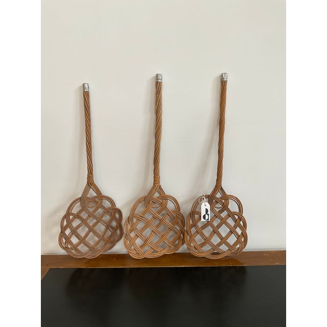 Wood Vintage Rattan Woven Rug Beater, Lot of 3 For Sale - Image 7 of 12