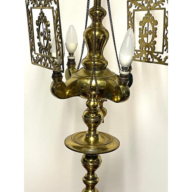 Gold Antique Brass Floor Lamp, 1920s For Sale - Image 8 of 11