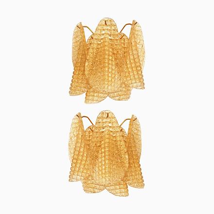 Sculptural Gold Granigli Rondini Murano Glass Wall Lamps by Simoeng, Set of 2 For Sale - Image 12 of 12