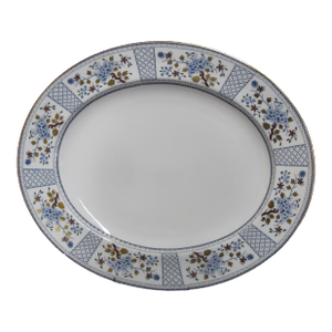 Royal Crown Derby Bone China Flower Mandarin Blue Oval 13" Serving Tray Platter