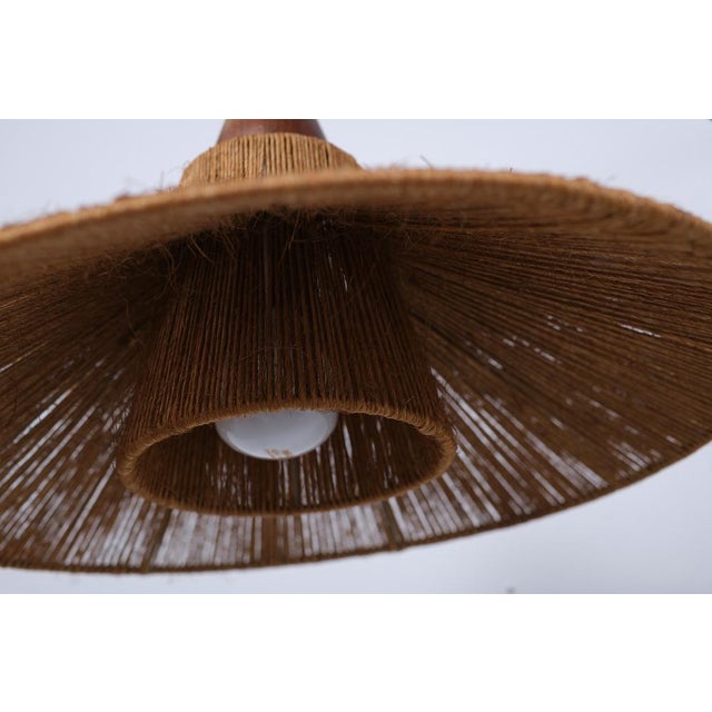 Textile Wall Lamp in Teak and Sisal from Temde, Switzerland, 1960s For Sale - Image 7 of 9