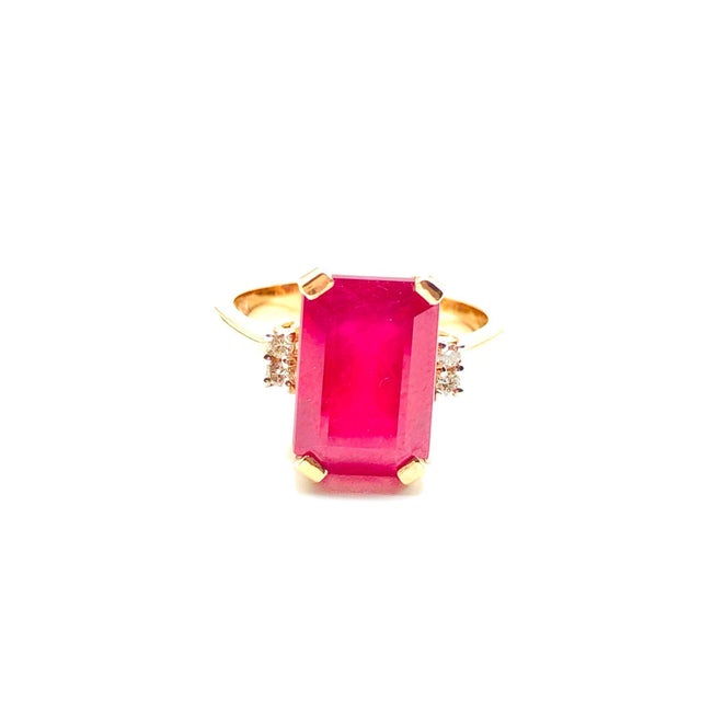 Bochic "Orient" Vintage African Ruby & Diamond Ring Set 18K Yellow Gold & SIlver For Sale In New York - Image 6 of 18