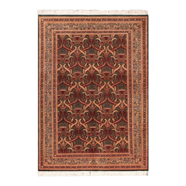 Elegant 1990's Pak-Persian Green/Gold Wool Rug - 5'5'' X 8'1'' For Sale