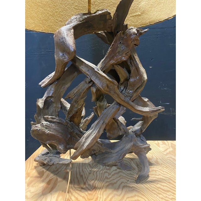 Large 1940's Driftwood Table Lamp For Sale - Image 4 of 12