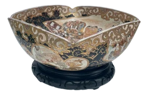 Japanese Meiji Period Satsuma Large Square Bowl