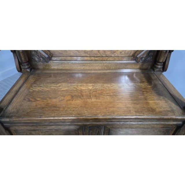 Brown Vintage Oak Monks Bench, 1920 For Sale - Image 8 of 13