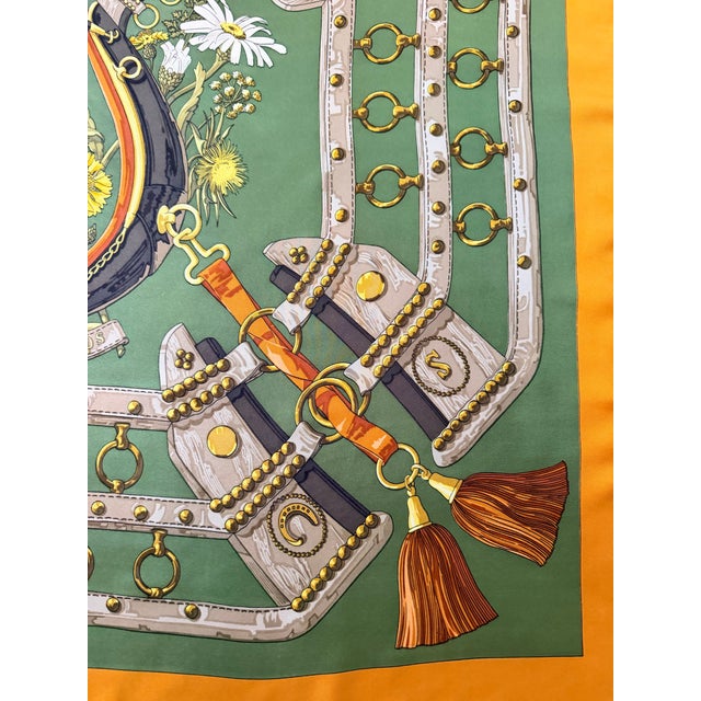 1990s Hermès Aux Champs 1990 Silk Scarf Designed by Cathy Latham For Sale - Image 5 of 12