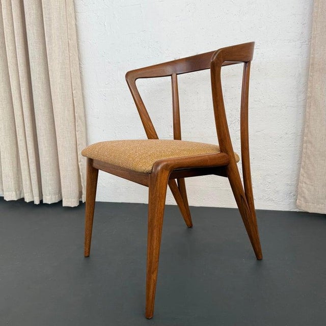 Brown Mid-Century Modern Walnut Chair by Bertha Schaeffer for M. Singer & Sons For Sale - Image 8 of 10