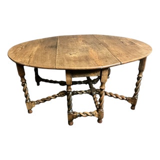 Large Antique Oak Gate Leg Table, 1700s For Sale
