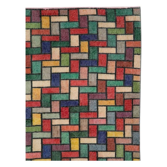 Modern Galerie Shabab Collection Colorful and Modern Mid-20th Century Handmade Turkish Anatolian Accent Rug For Sale - Image 3 of 10