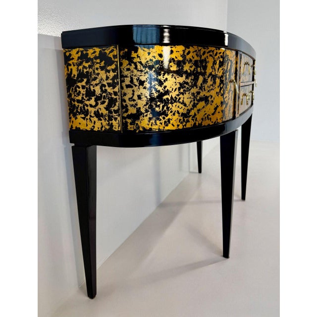 1940s French Art Deco Black and Gold Sideboard, Late 1940s For Sale - Image 5 of 14